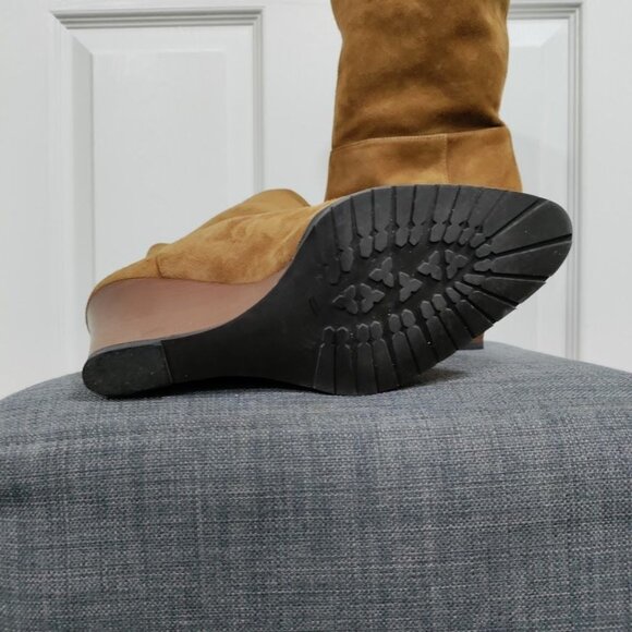 L.K Bennet London Zia Caramel Suede Leather Wedge Heel Ankle Boots Women's 9 - Picture 9 of 9